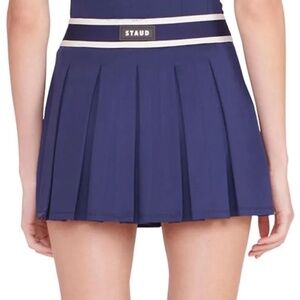 STAUD Navy Pleated Tennis Skirt